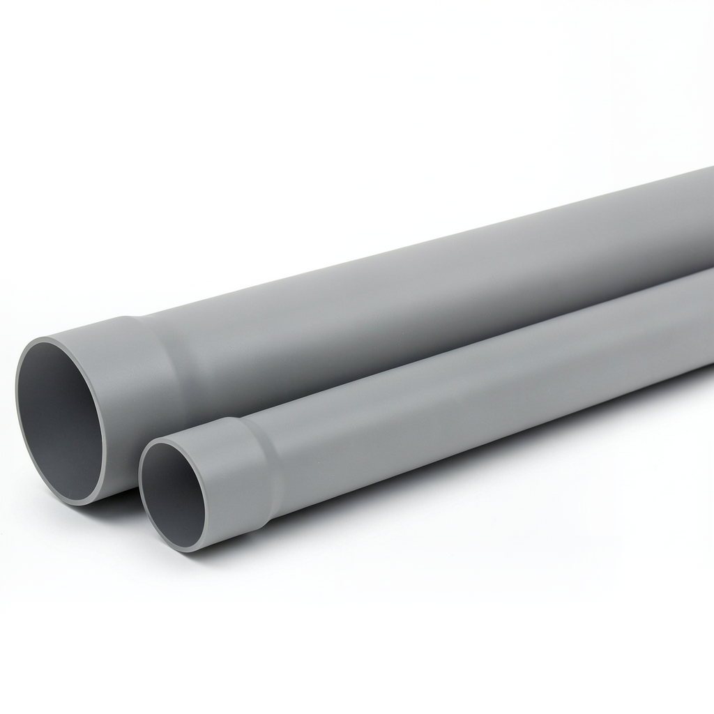 UPVC Plastic Pipe SDR 33 PN 8 Bar Size 110 mm Thickness 3.4 mm Gray Color