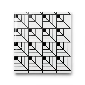 بلاط ارضيات بورسلان لماع مقاس 60 ×60 سم، لون أبيض مع اسود، موديل بونتيسي