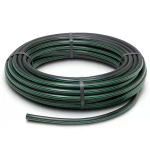 لفة أنابيب HDPE ضغط 6 بار PE 80 قطر خارجي 160 مم SDR 22 أسود مع خطوط خضراء