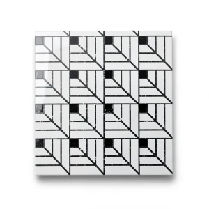 بلاط ارضيات بورسلان لماع مقاس 60 ×60 سم، لون أبيض مع اسود، موديل بونتيسي