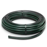لفة أنابيب HDPE ضغط 10 بار PE 80 قطر خارجي 50 مم SDR 13.6 لون أسود مع خط أخضر