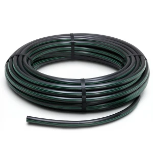 لفة أنابيب HDPE ضغط 6 بار PE 80 قطر خارجي 125 مم SDR 22 أسود مع خطوط خضراء