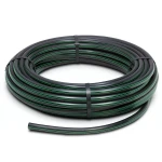 لفة أنابيب HDPE ضغط 6 بار PE 80 قطر خارجي 160 مم SDR 22 أسود مع خطوط خضراء