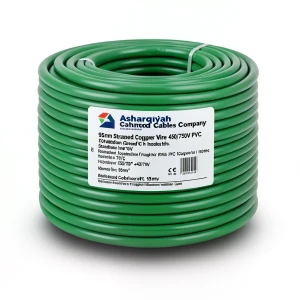 لفة سلك مجدول 95 مم نحاس 450/750 فولت عزل PVC 70°C لون أخضر | شركة كابلات الشرقية للصناعة