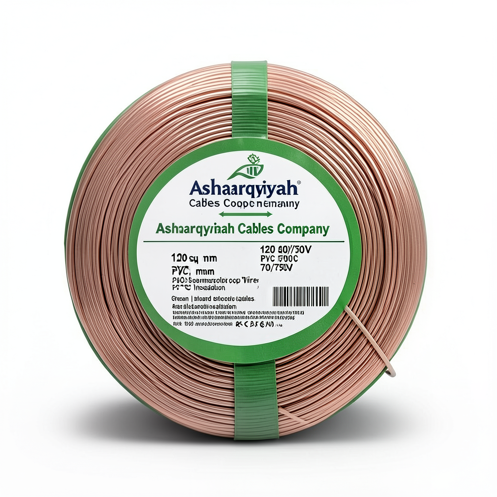 سلك مجدول 120 ملم نحاس، 450/750 فولت، عزل PVC 70°C، لون أخضر | شركة كابلات الشرقية للصناعة