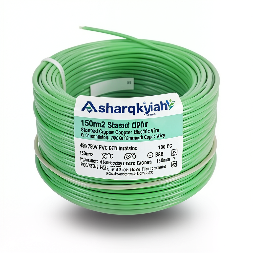 سلك كهرباء مجدول 150 مم2 موصل نحاس 450/750 فولت عزل PVC 70°C لون أخضر | شركة كابلات الشرقية للصناعة