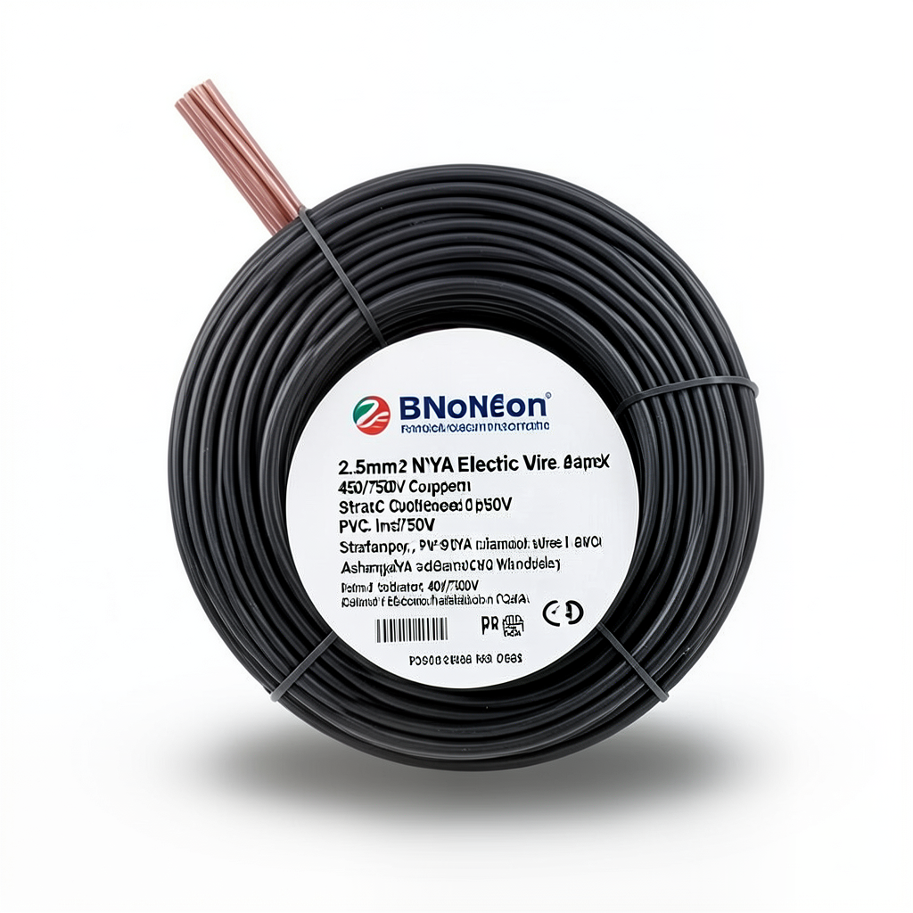 2.5mm2 NYA Electric Wire 450/750V, Stranded Copper, PVC 90°C Insulated, Black | Asharqiyah Cables Company for Industry