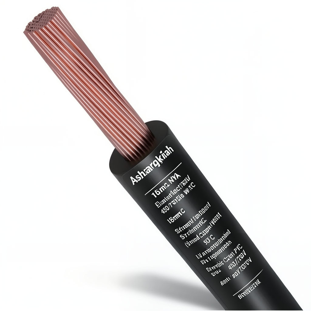 سلك كهرباء 16 مم2 NYA 450/750 فولت، نحاس مجدول، معزول PVC 90°C، اسود | شركة كابلات الشرقية للصناعة