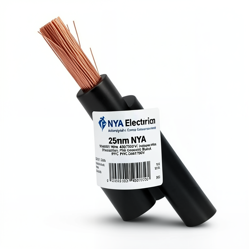 25mm NYA Electric Wire 450/750V, Stranded Copper, PVC 90°C Insulation, Black | Asharqiyah Cables Company for Industry