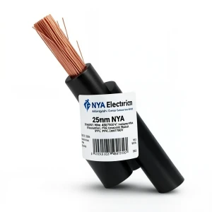 لفة سلك 25 ملم NYA كهربائي 450/750 فولت، نحاس مجدول، عزل PVC 90°C، اسود | شركة كابلات الشرقية للصناعة