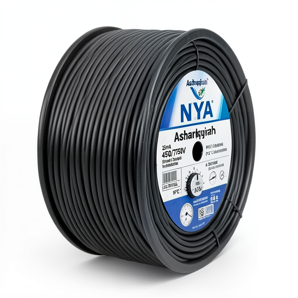 لفة سلك كهرباء 35 مم NYA 450/750 فولت، نحاس مجدول، معزول PVC 90°C، اسود | شركة كابلات الشرقية للصناعة