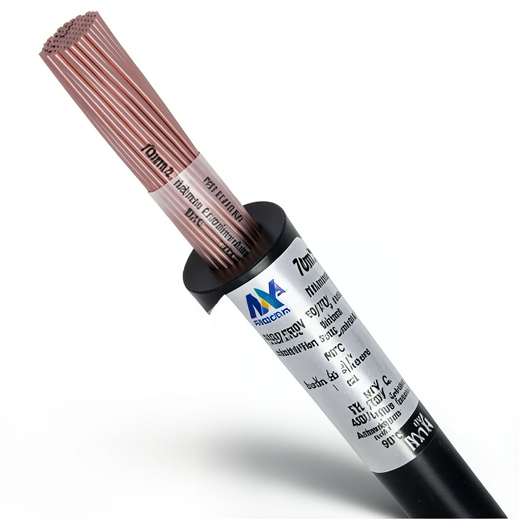 سلك كهرباء 70 مم2 NYA 450/750 فولت، نحاس مجدول، معزول PVC 90°C، اسود | شركة كابلات الشرقية للصناعة