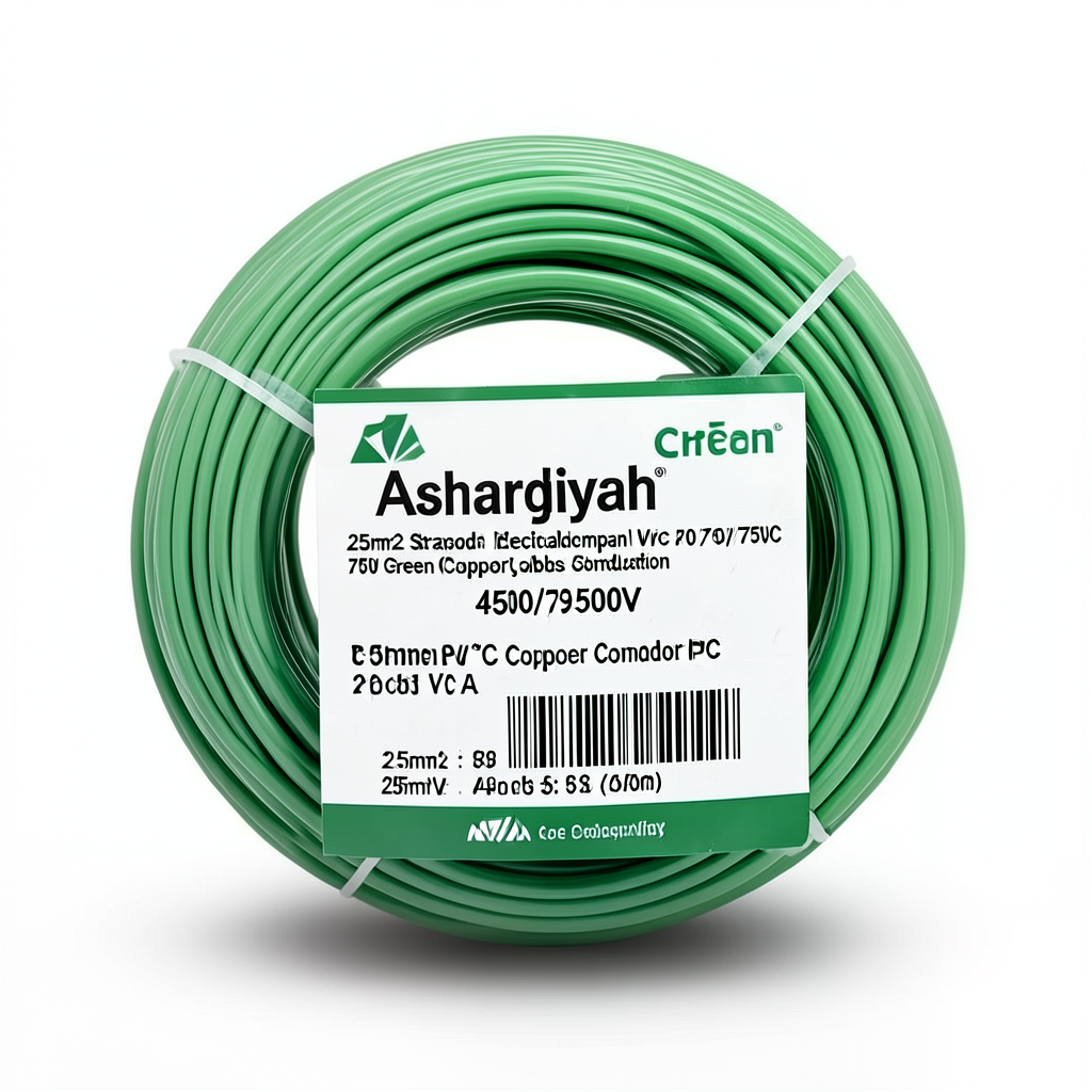 25mm2 Stranded Electrical Wire 450/750V Copper Conductor PVC 70°C Green | Asharqiyah Cables Company for Industry