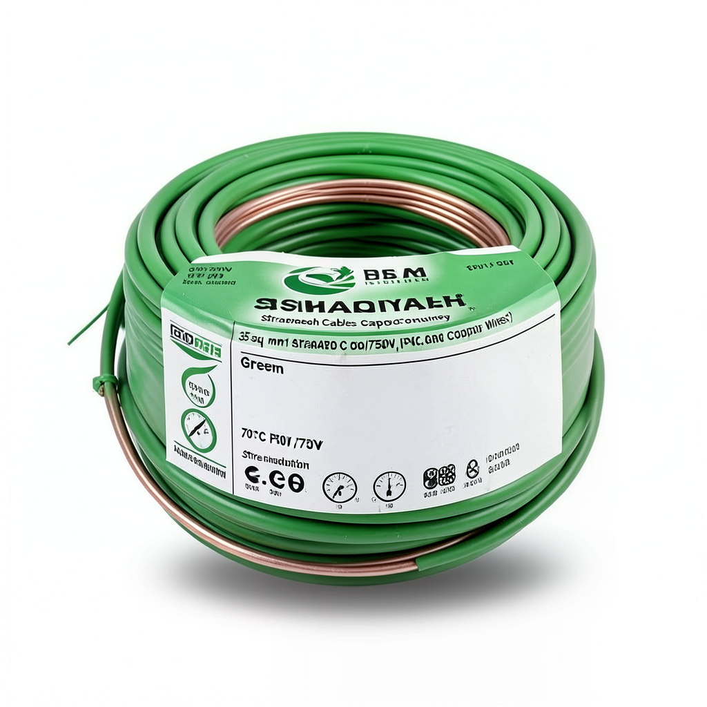 35sq mm Stranded Copper Wire, 450/750V, PVC 70°C Insulation, Green | Asharqiyah Cables Company for Industry