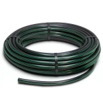 لفة أنابيب HDPE ضغط 10 بار PE 80 قطر خارجي 125 مم SDR 13.6 أسود مع خطوط خضراء