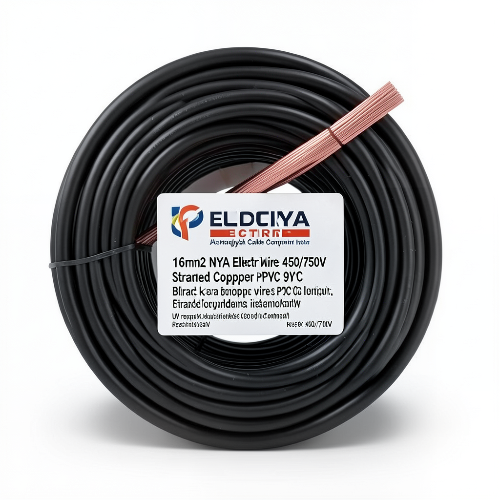 سلك كهرباء 16 مم2 NYA 450/750 فولت، نحاس مجدول، معزول PVC 90°C، اسود | شركة كابلات الشرقية للصناعة