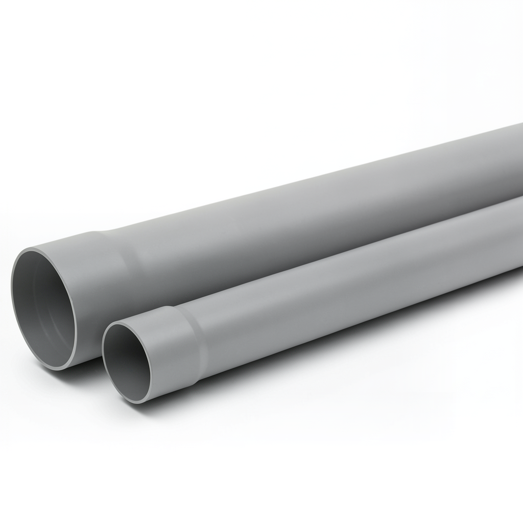 مواسير بلاستيك UPVC ضغط 8 بار SDR 33 مقاس 200 ملم سماكة 6.2 مم لون رمادي