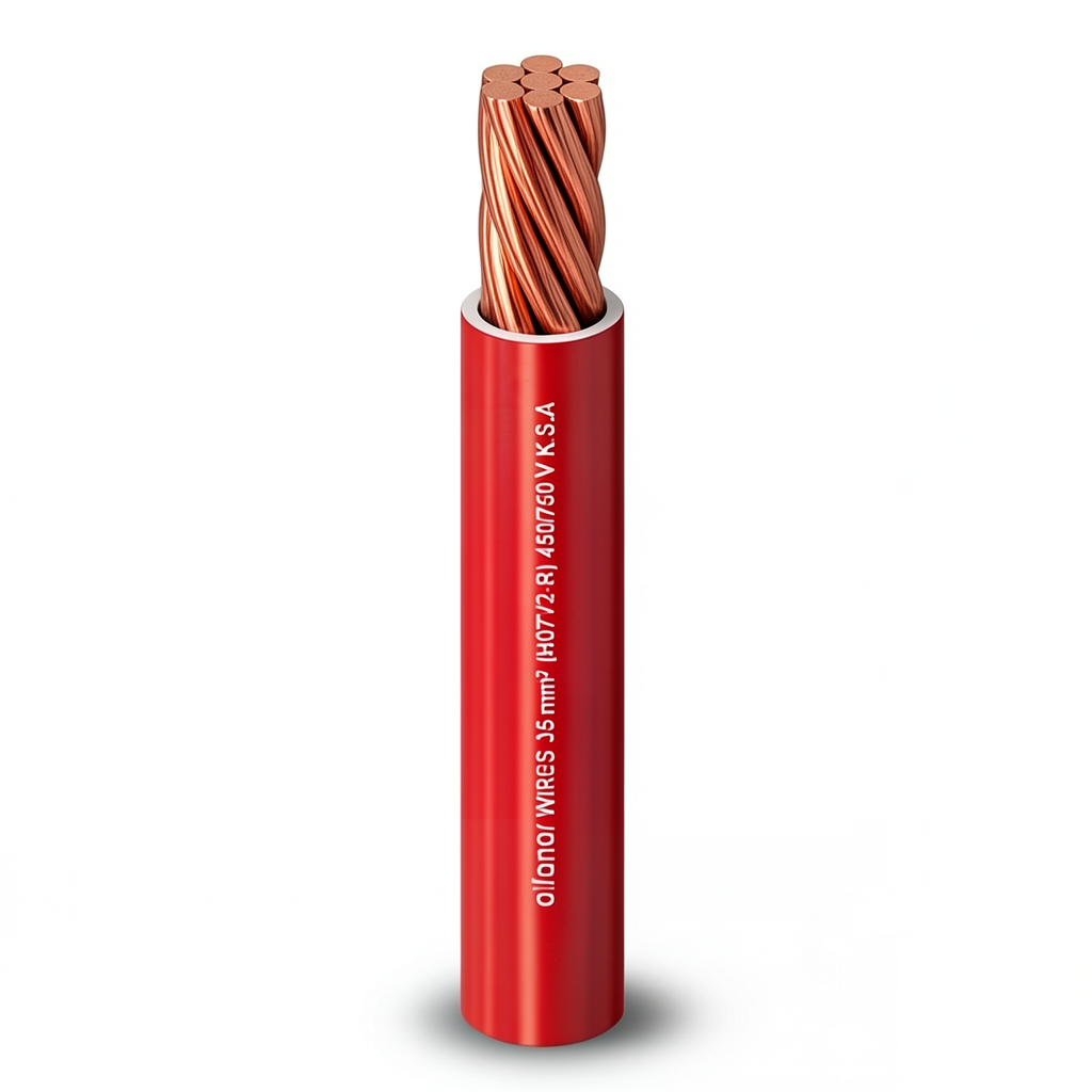 سلك مجدول نحاس عزل PVC مقاس 70 mm2 450/750V، لون أحمر | شركة الفنار