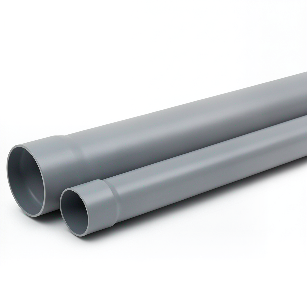انابيب بلاستيك UPVC ضغط 10 بار SDR 26 مقاس 250 مم سمك 9.6 مم لون رمادي