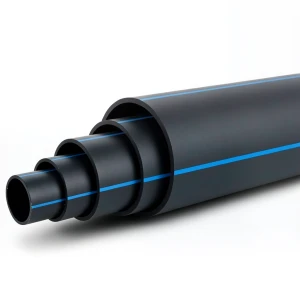 HDPE Polyethylene Pipe Nominal Pressure 4 Bar PE80 OD 400 mm SDR 33 Black with Blue Stripes