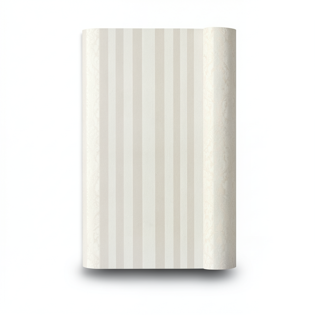 Italian Striped Wall Covering 10m x 1.06m Pale Beige, Model 5908