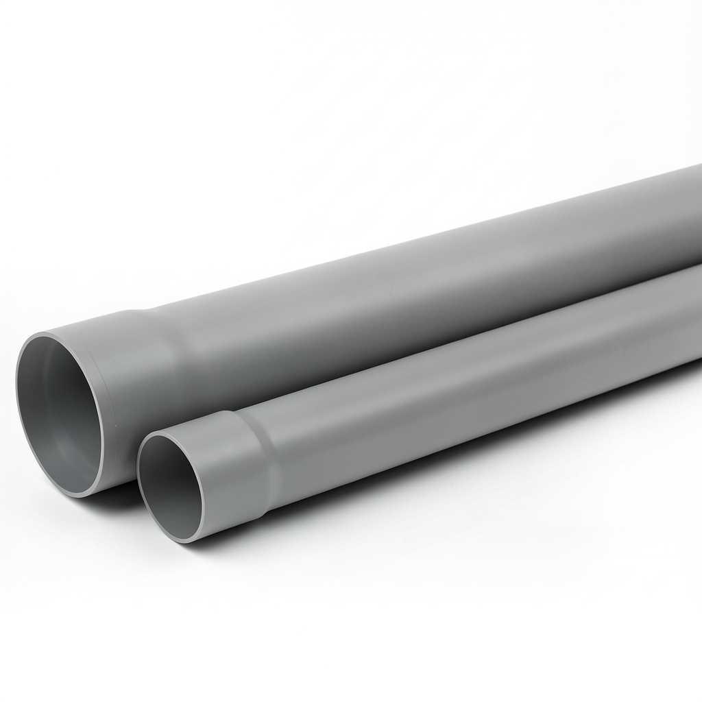 UPVC Plastic Pipe SDR 33 PN 8 Bar Size 200 mm Thickness 6.2 mm Grey Color