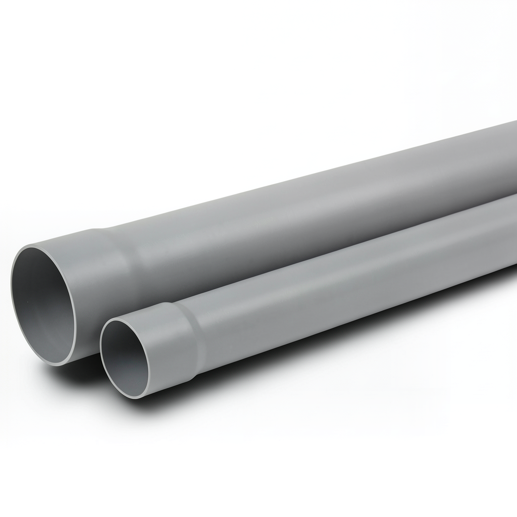 أنابيب UPVC ضغط 8 بار SDR 33 مقاس 225 mm سمك 6.9 mm لون رمادي