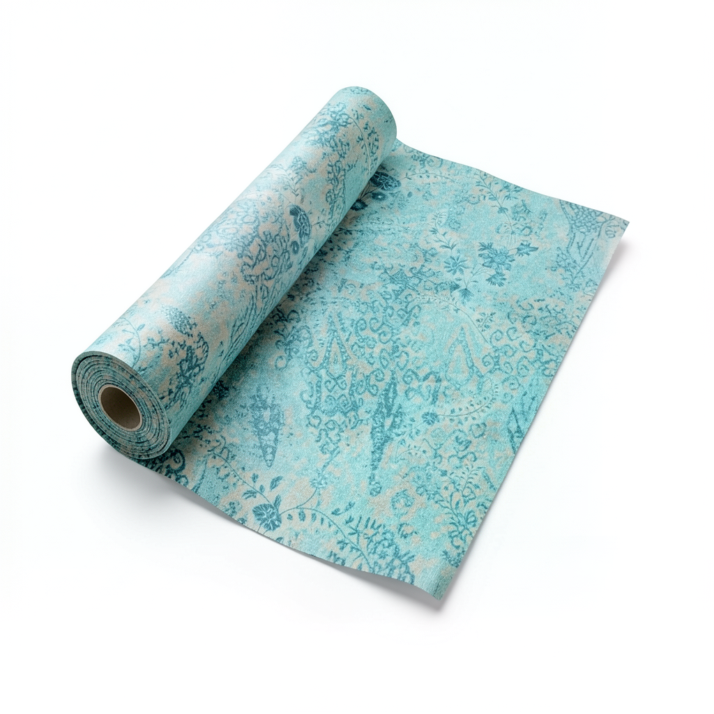 Italian Patterned Wall Covering 10 m x 1.06 m Turquoise, Model 5924