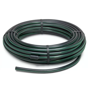 HDPE Plastic Coil Pipe Nominal Pressure 12.5 Bar PE 80 OD 25 mm SDR 11 Black with Green Stripes