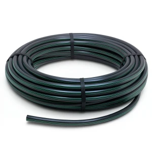 لفة أنابيب بلاستيك HDPE ضغط 12.5 بار PE 80 قطر خارجي 40 مم SDR 11 أسود مع خطوط خضراء