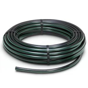 HDPE Plastic Coil Pipe Nominal Pressure 10 Bar PE80 75 mm SDR 13.6 Black with Green Stripes