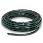 لفة أنابيب HDPE ضغط 10 بار PE 80 قطر خارجي 125 مم SDR 13.6 أسود مع خطوط خضراء