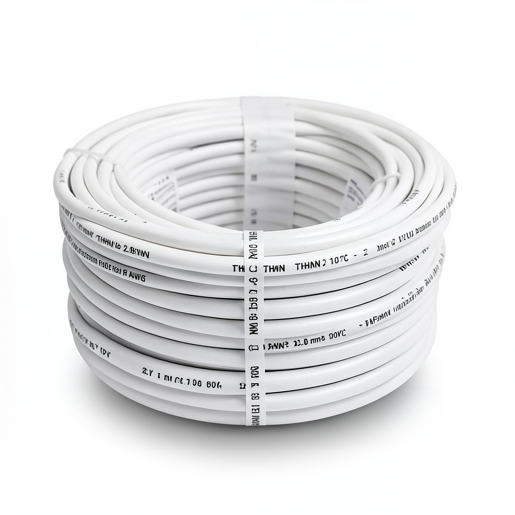 كابل نحاس THHN/THWN معزول PVC 105 درجة مئوية مقاس 2.08 مم² قطر 2.7 مم 600 فولت طول 500 قدم أبيض | شركة الفنار