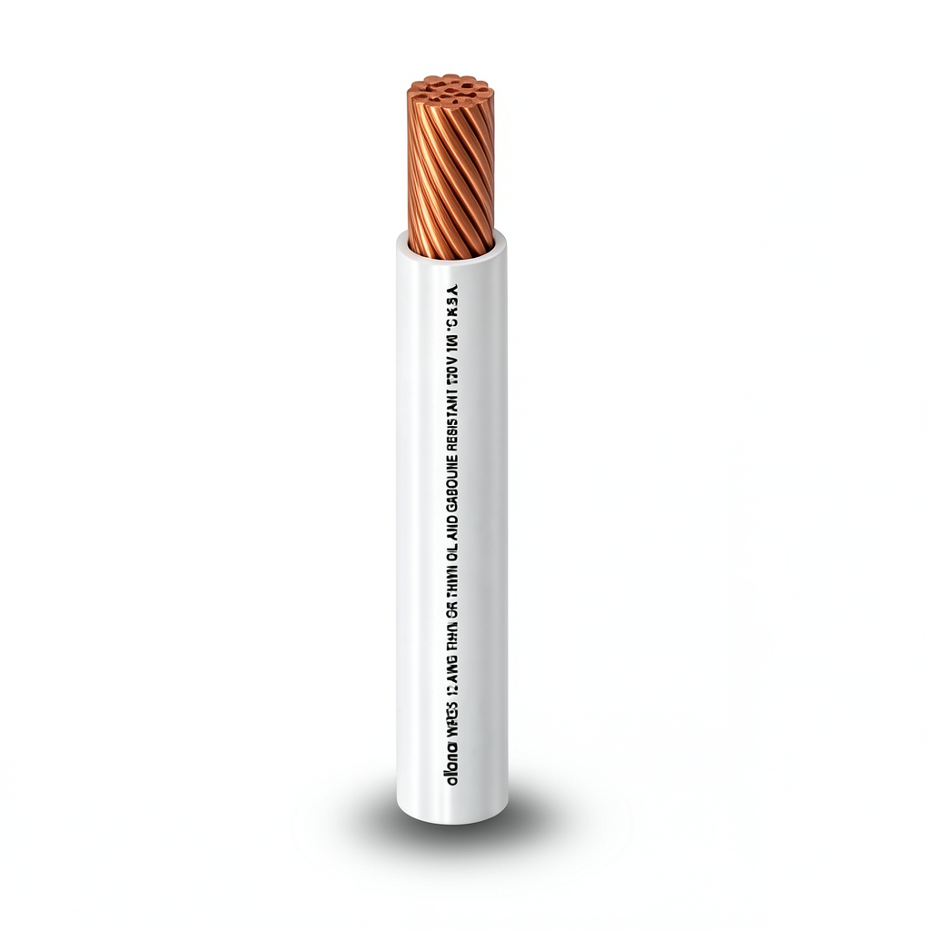 كابل نحاس THHN/THWN مقاس 3.31 مم² عازل PVC 105°C جهد 600 فولت طول 300 قدم أبيض | شركة الفنار