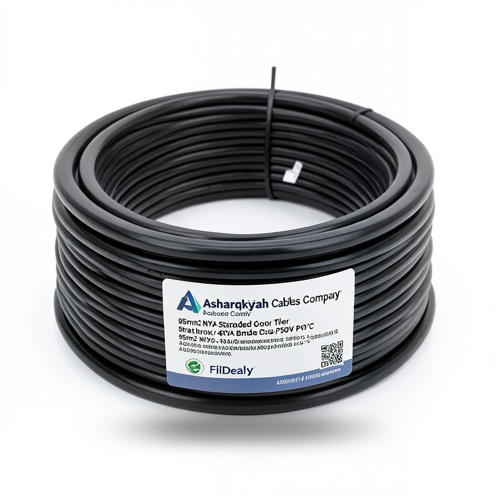سلك كهرباء نحاس مجدول NYA 95 مم2 450/750 فولت عزل PVC 90°C اسود | شركة كابلات الشرقية للصناعة