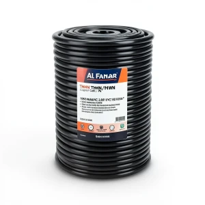 كابل نحاس THHN/THWN معزول PVC 105 درجة مئوية مقاس 2.08 مم² 600 فولت طول 250 قدم أسود PVC 105 | شركة الفنار