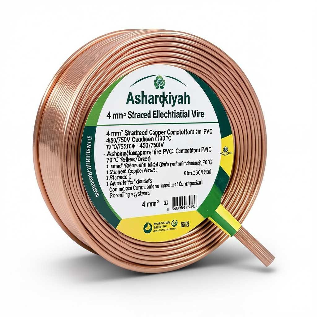 4 mm² Stranded Electrical Wire 450/750V Copper Conductor PVC 70°C Yellow/Green | Asharqiyah Cables Company for Industry