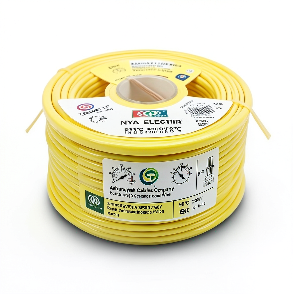 سلك كهرباء 2.5 مم2 NYA 450/750 فولت، نحاس مجدول، PVC 90°C، اصفر | شركة كابلات الشرقية للصناعة