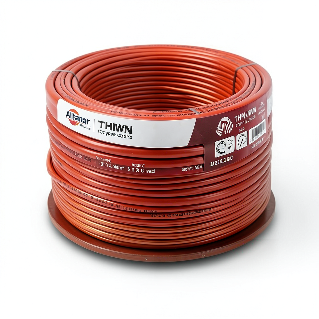 كابل نحاس THHN/THWN عزل PVC 105°C مقاس 2.08 مم² قطر 2.9 مم 600 فولت طول 500 قدم لون أحمر | شركة الفنار