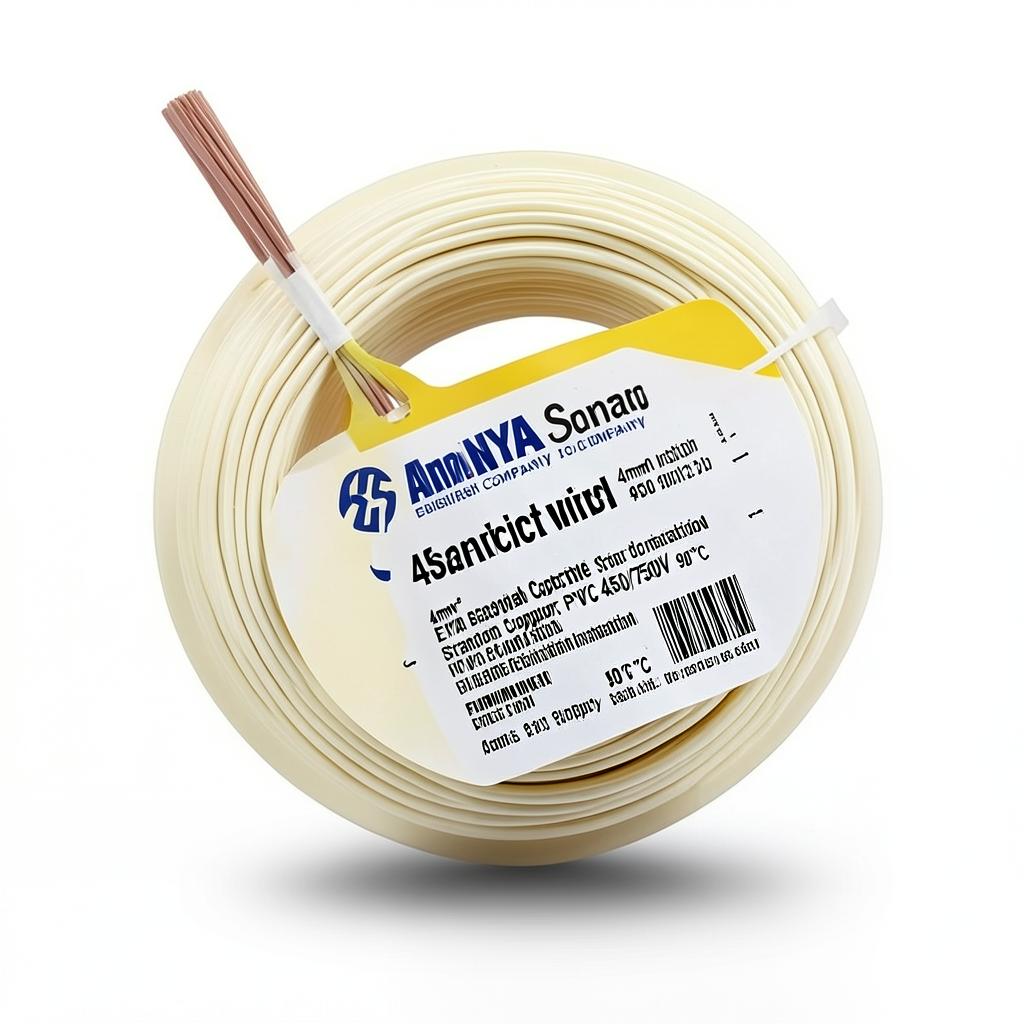 لفة سلك 4 ملم NYA كهربائي 450/750 فولت، نحاس مجدول، عزل PVC 90°C، اصفر | شركة كابلات الشرقية للصناعة
