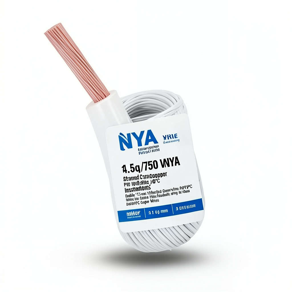 1.5 sq mm NYA Wire 450/750 Volts, Stranded Copper, PVC 90°C Insulation, White | Asharqiyah Cables Company for Industry