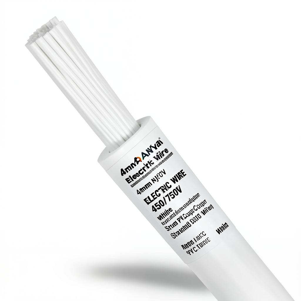 سلك كهرباء 4 ملم NYA 450/750 فولت، نحاس مجدول، عزل PVC 90°C، أبيض | شركة كابلات الشرقية للصناعة