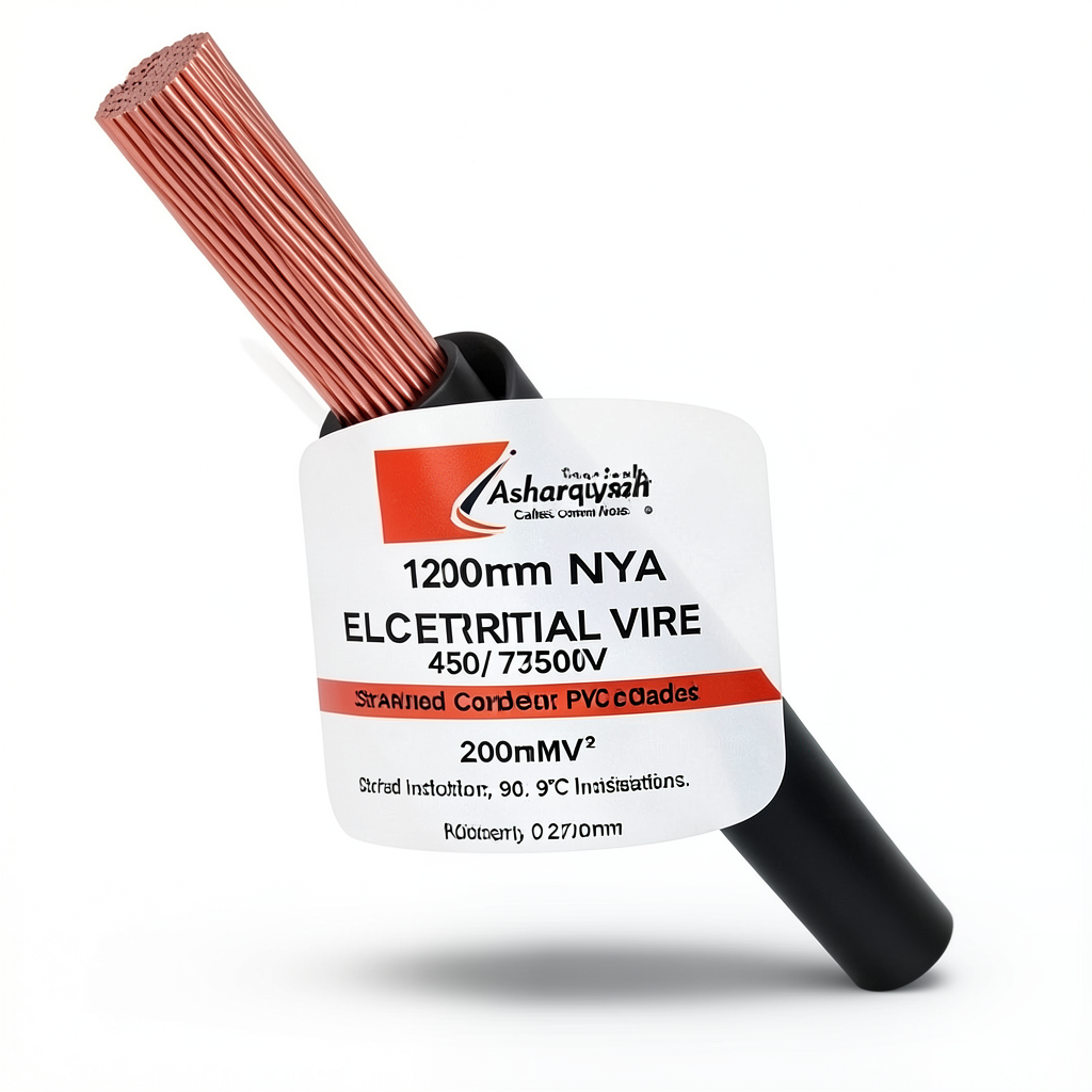 لفة سلك كهرباء 120 مم NYA 450/750 فولت، نحاس مجدول، عزل PVC 90°C، اسود | شركة كابلات الشرقية للصناعة