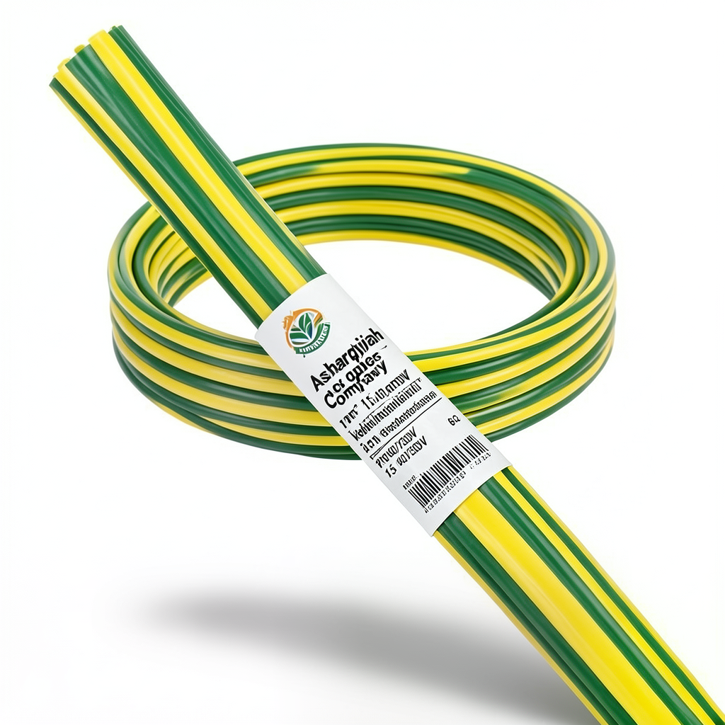 سلك كهرباء مجدول 1.5 مم²، 450/750 فولت، معزول PVC 70°C، لون أصفر/أخضر | شركة كابلات الشرقية للصناعة