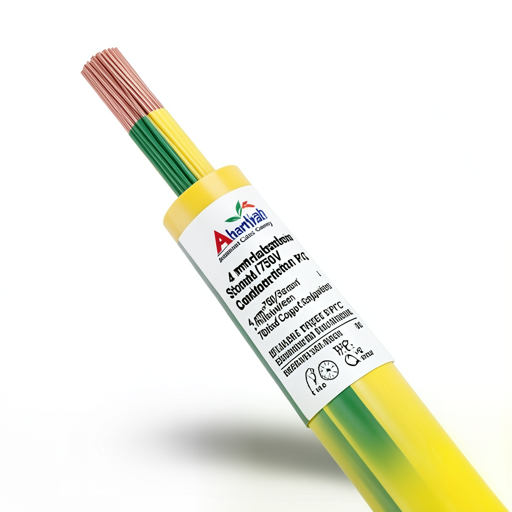 4 mm² Stranded Electrical Wire 450/750V Copper Conductor PVC 70°C Yellow/Green | Asharqiyah Cables Company for Industry