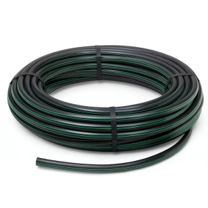 HDPE Plastic Coil Pipe Nominal Pressure 12.5 Bar PE 80, 125 mm SDR 11 Black with Green Stripes