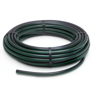 HDPE Plastic Coil Pipe Nominal Pressure 16 Bar PE 80 63 mm SDR 9 Black with Green Stripes