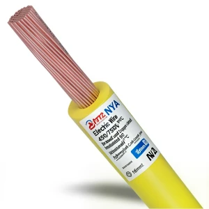 16mm2 NYA Electric Wire 450/750V, Stranded Copper, PVC 90°C Insulated, Yellow | Asharqiyah Cables Company for Industry