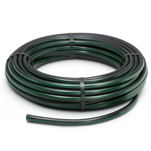 HDPE Plastic Coil Pipe PN 16 Bar PE 80 OD 90 mm SDR 9 Black with Green Stripes