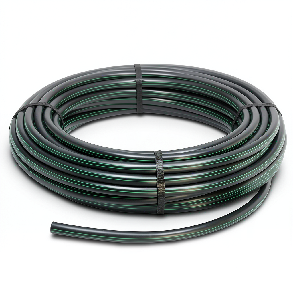 HDPE Plastic Coil Pipe PN 12.5 Bar PE 80 OD 160 mm SDR 11 Black with Green Stripes